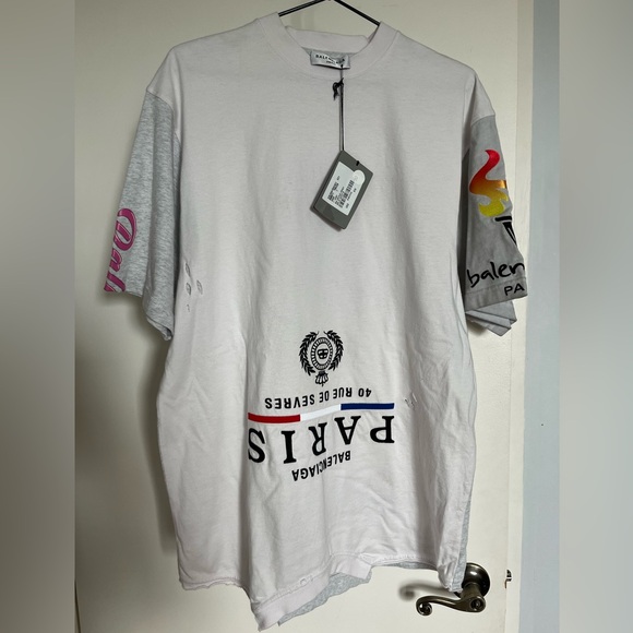 BALENCIAGA oversized t-shirt upside down size 1 XS/S/M womens mens cotton - Picture 3 of 6